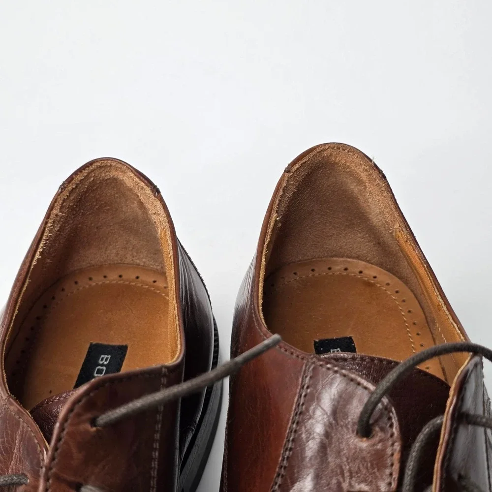Bostonian Luxe Oxford Men's Shoes Size 9.5 W Brown‎ Leather Dress Lace Up Italy